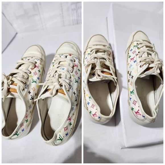 Authentic Louis Vuitton 2008 Multicolored Monogram Pattern Sneakers Size 38.5 - Picture 9 of 15